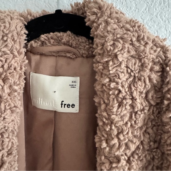 Aritzia Wilfred Free Grete Plush Jacket Cardigan Teddy Coat Brown - Picture 4 of 6